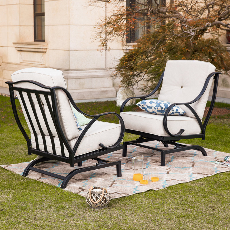 Alcott Hill Reid Outdoor Rocking Motion Patio Chair with Cushions